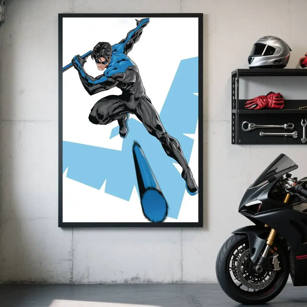 1 Stück Justice League Charakter Nightwing Poster, selbstklebender Kunst-Aufkleber aus wasserfestem Papier, Kaffeehaus, Bar, Zimmer, Wanddekoration – Detail 6