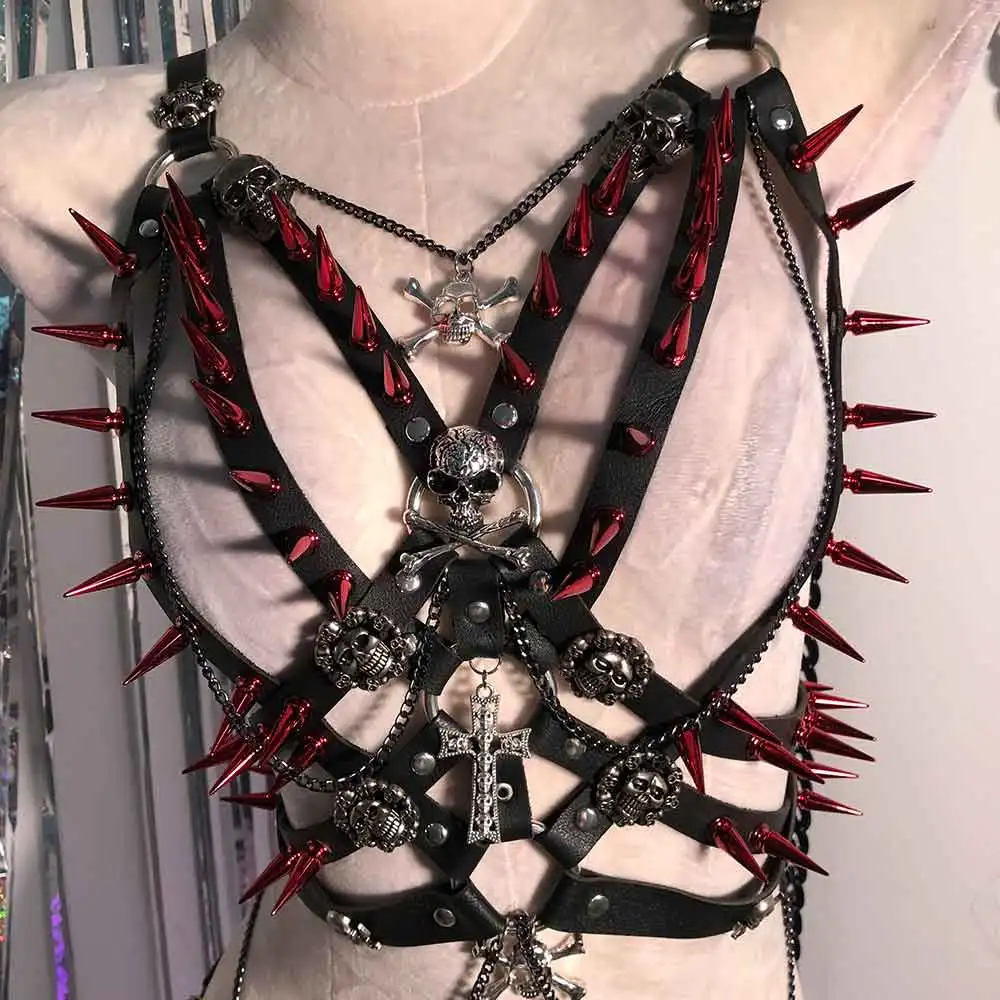 

E-Girls Готическая майка Y2K TOPS Череп Хип-хоп Подросток 90-х годов Гот Эмо Гранж Эко Каваи Панк Рок Harajuku Шипы с шипами Заклепки