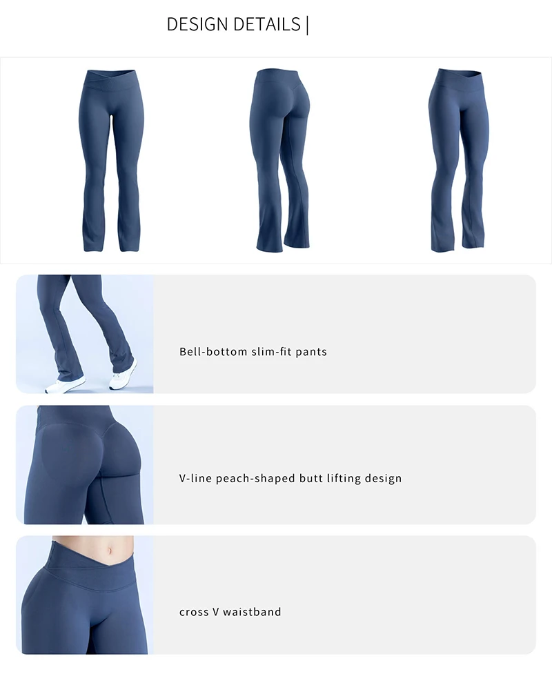Vision Flares Damen Nahtlose Gym-Yoga-Hose mit hohem Kreuzbund, modische Sportleggings, Fitness-Workout-Hose mit weitem Bein – Detail 3