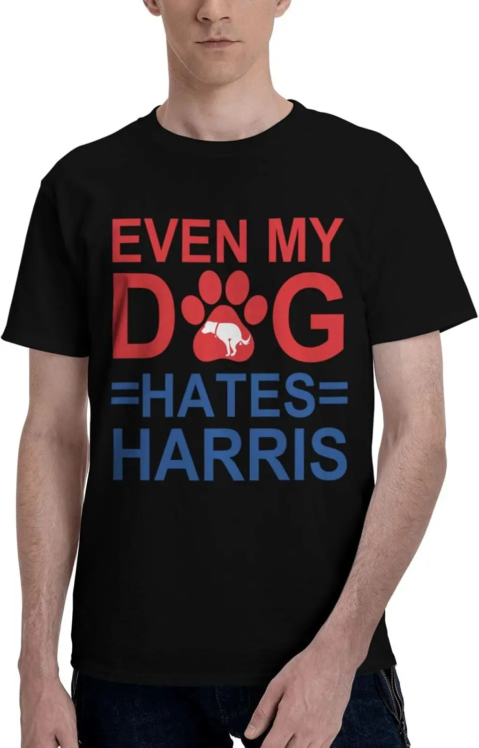 

Fashion style - Even My Dog Hates Kamala Harris F K Kamala Harris Men's T-Shirt Classic Short Sleeve Tees Cotton Shirt