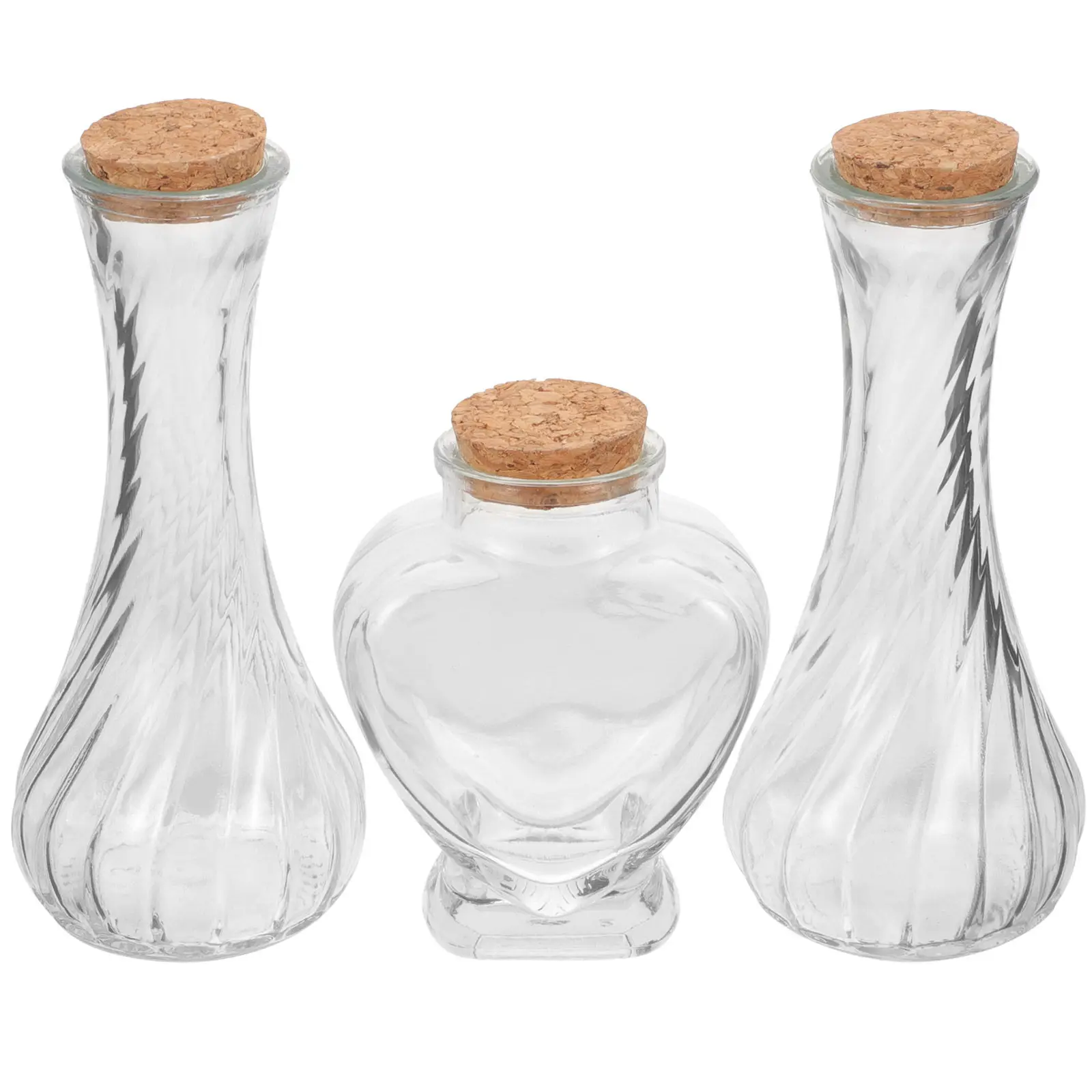 3Pcs Elegant Glass Microlandscape Bottles for Wedding Sand Ceremony Wishing Bottle DIY Craft Decor Transparent Drift Bottle
