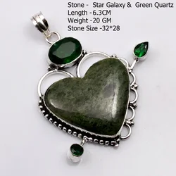 Genuine Dentrite Opal Peridot Bronzite Moonstone Green Onyx Jasper Pendant
