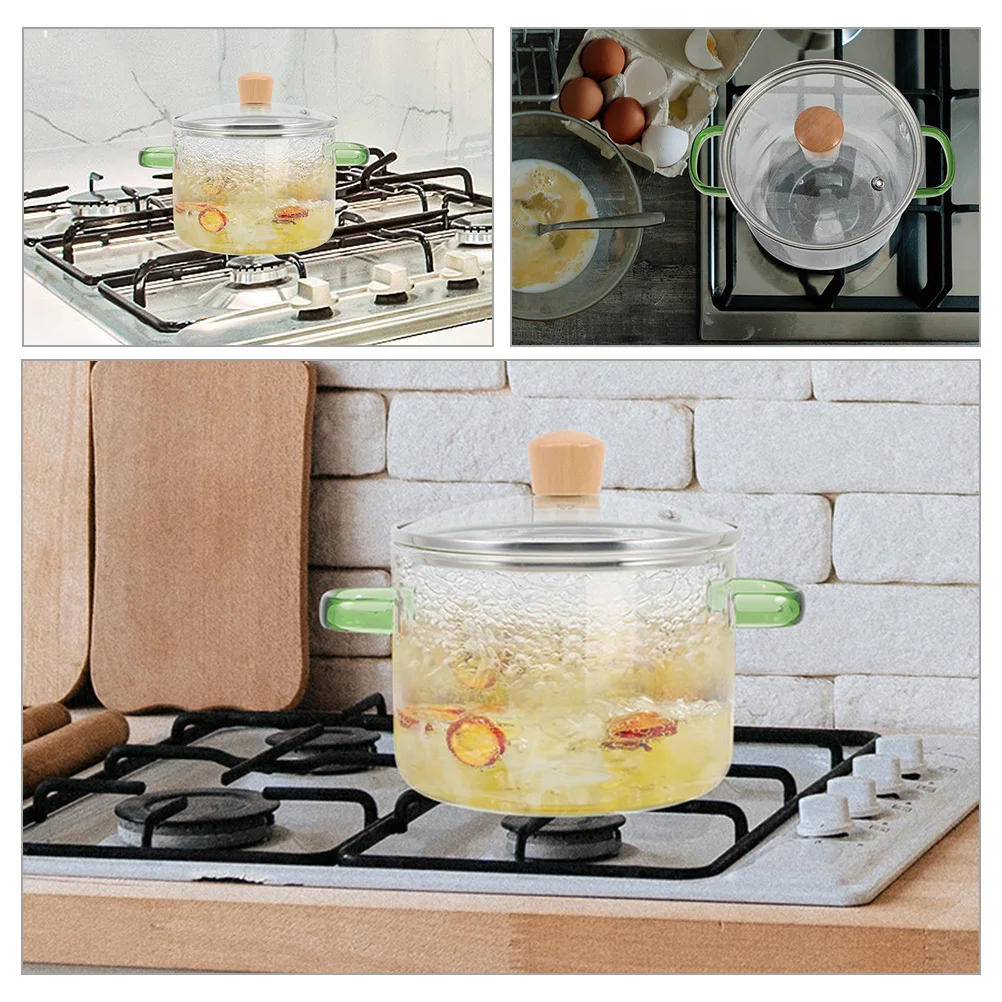 

Double Handle Glass Stew With Lid Clear Soup Cooking Pot Heat Resistant Kitchen Cookware For Noodles Vegetables Ramen