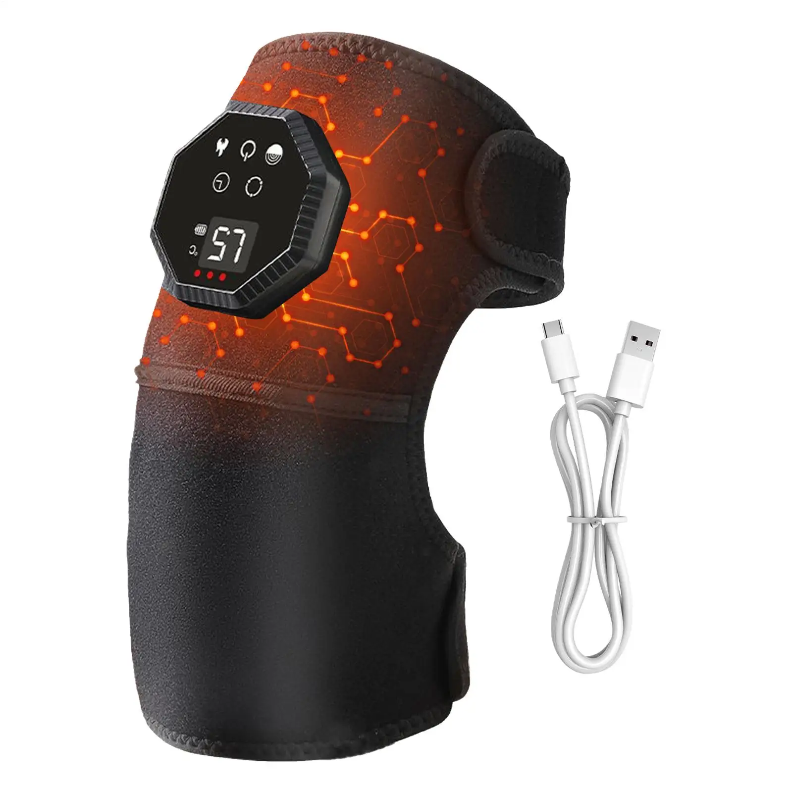 Heated Knee Massager Electric Brace Warmers Wrap 5 Vibration Modes Knee Heat Massager With Adjustable Strap For Women Grandma