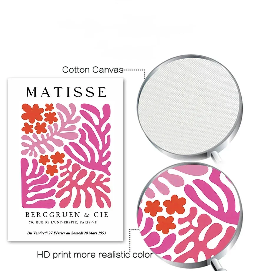 فن جداري بسيط اسكندنافي ، باوهاوس ماتيس وردي ، سوق زهور ، ملصق قماشي عالي الدقة ، طباعة ، منزل ، غرفة نوم ، غرفة معيشة ، ديكور