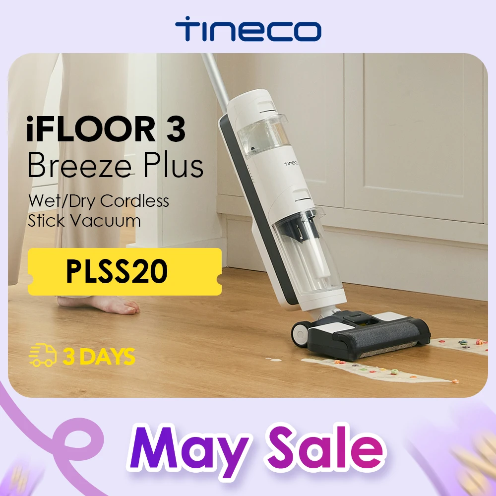 Tineco Aspiradora en seco y húmedo iFloor 3 Breeze Plus Limpiadora y fregona de Pisos inalámbrica Liviana, Limpia Tus Pisos Duros en un Solo Paso