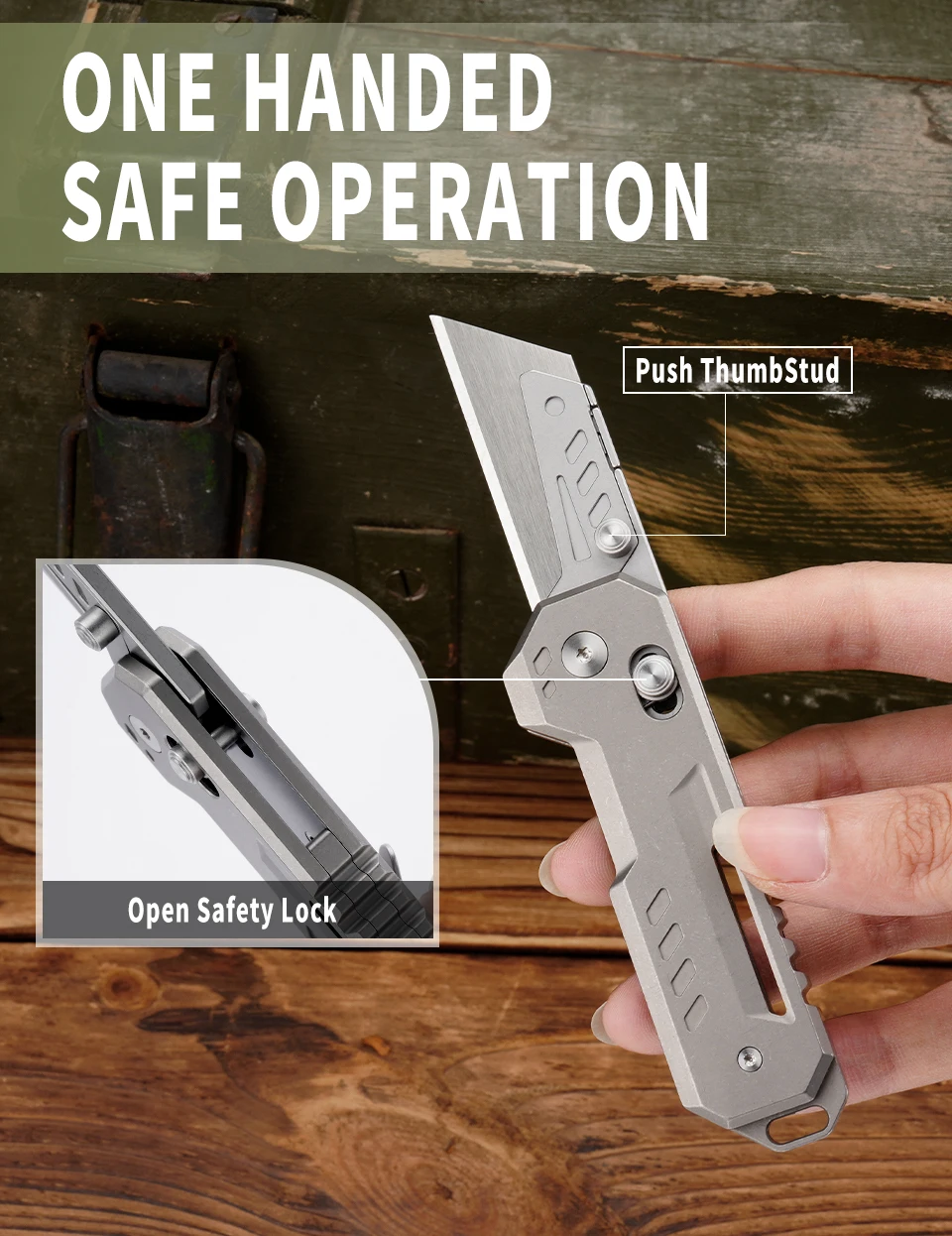 TGZUO Titanium Folding Utility Knife, EDC Pocket Knife with Clipk, Lightweight Box Cutter W/10PCS Razor Blades Outdoor Cutter