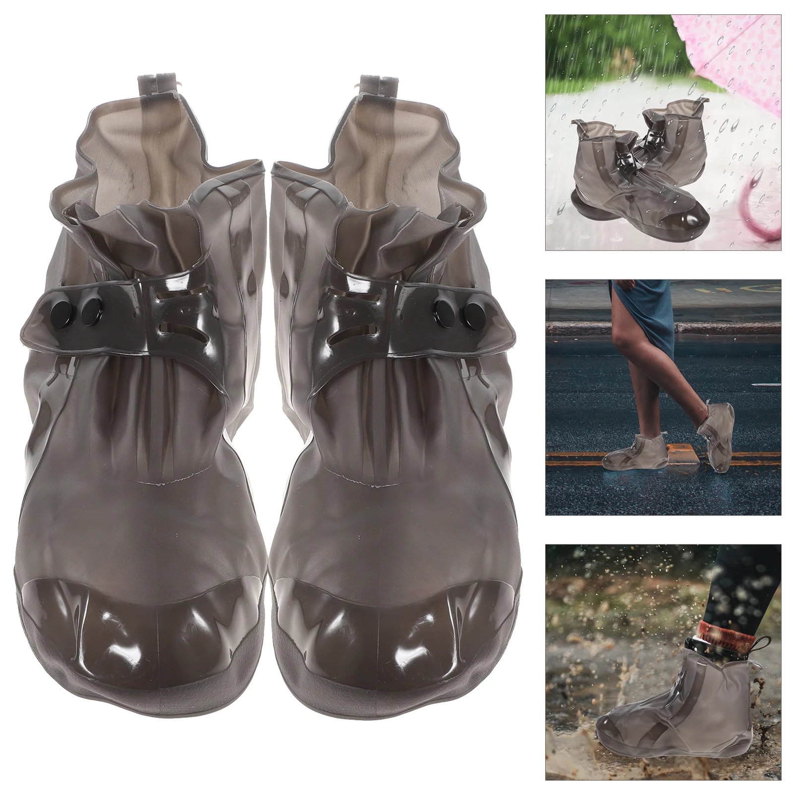 1Pair Rain Shoe Covers Adult Thicken PVC Boot Protector Anti-Skid Waterproof Overshoes for Outdoor Walking Travel Camping Mud