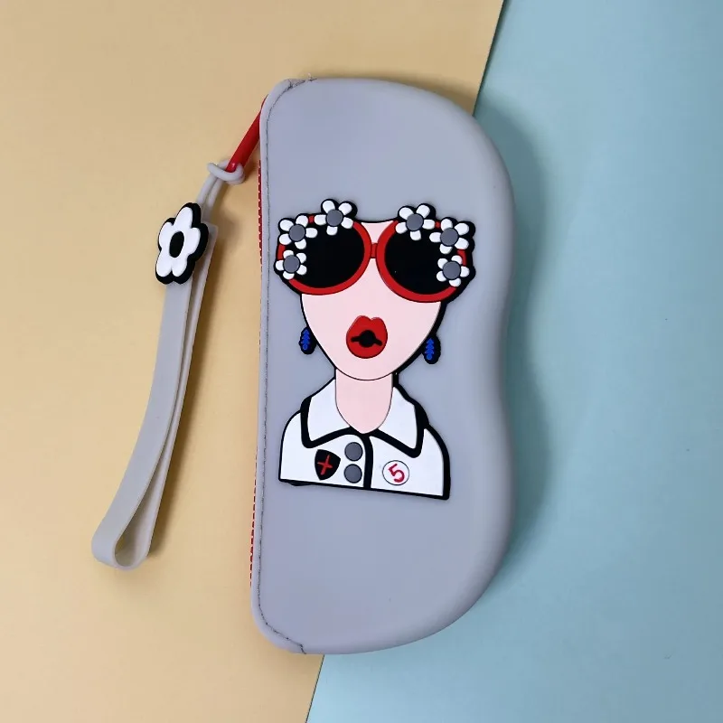 Cool Girl Silicone Glasses Cases Waterproof and Anti Loss Portable Y2k Glasses Storage Bag Can Be Hung Anti Lost Glasses Case image 6