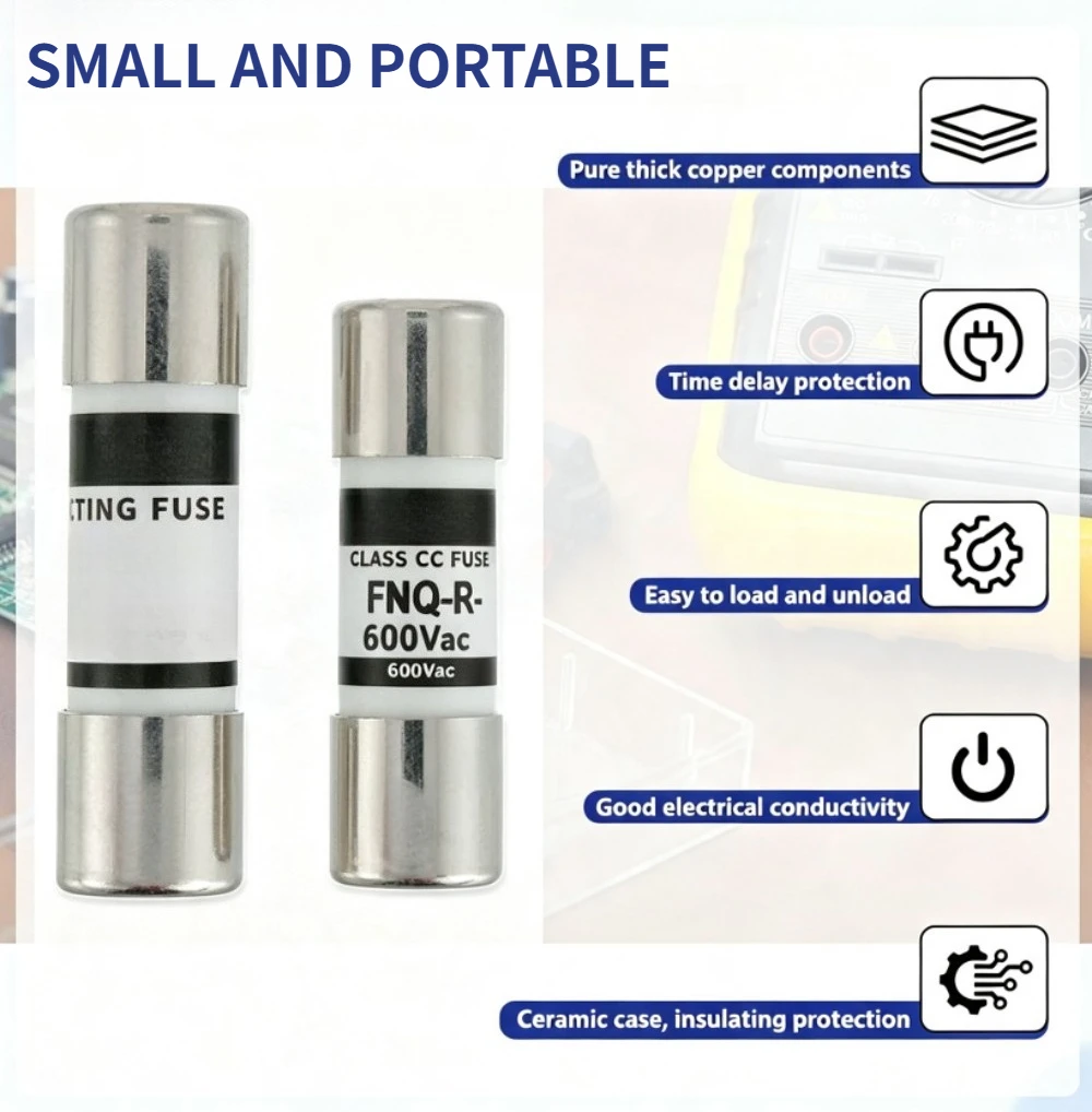 10PCS FNQ-R-1-1/2 Class CC Current Limiting Time Delay Fuse 1.5A 600VAC Equipment Circuit Protection