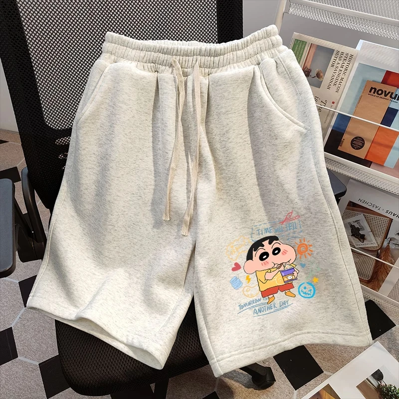 

Летние повседневные пляжные шорты Crayon Shin-chan, мужские и женские свободные баскетбольные брюки большого размера с пятью дюйма, спортивные быстросохнущие спортивные шорты