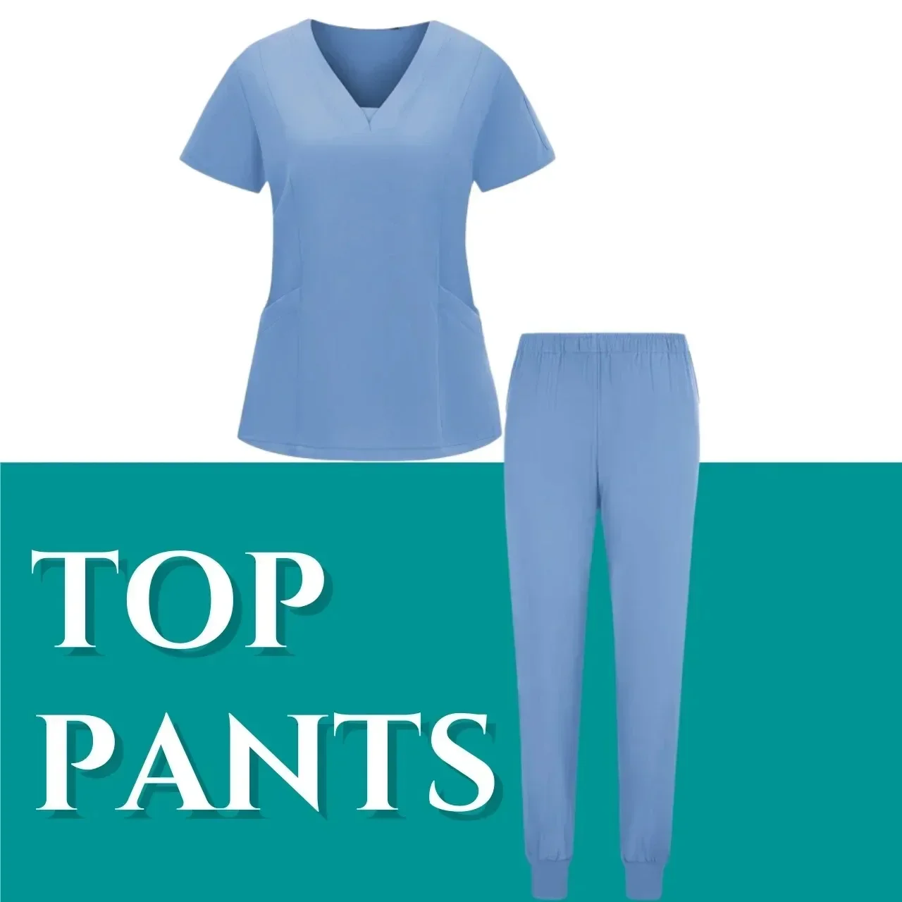 Atacado casual manga curta com decote em v conjuntos retos roupas de trabalho de farmácia uniforme de enfermeira médica esfrega conjunto feminino uniformes de enfermagem