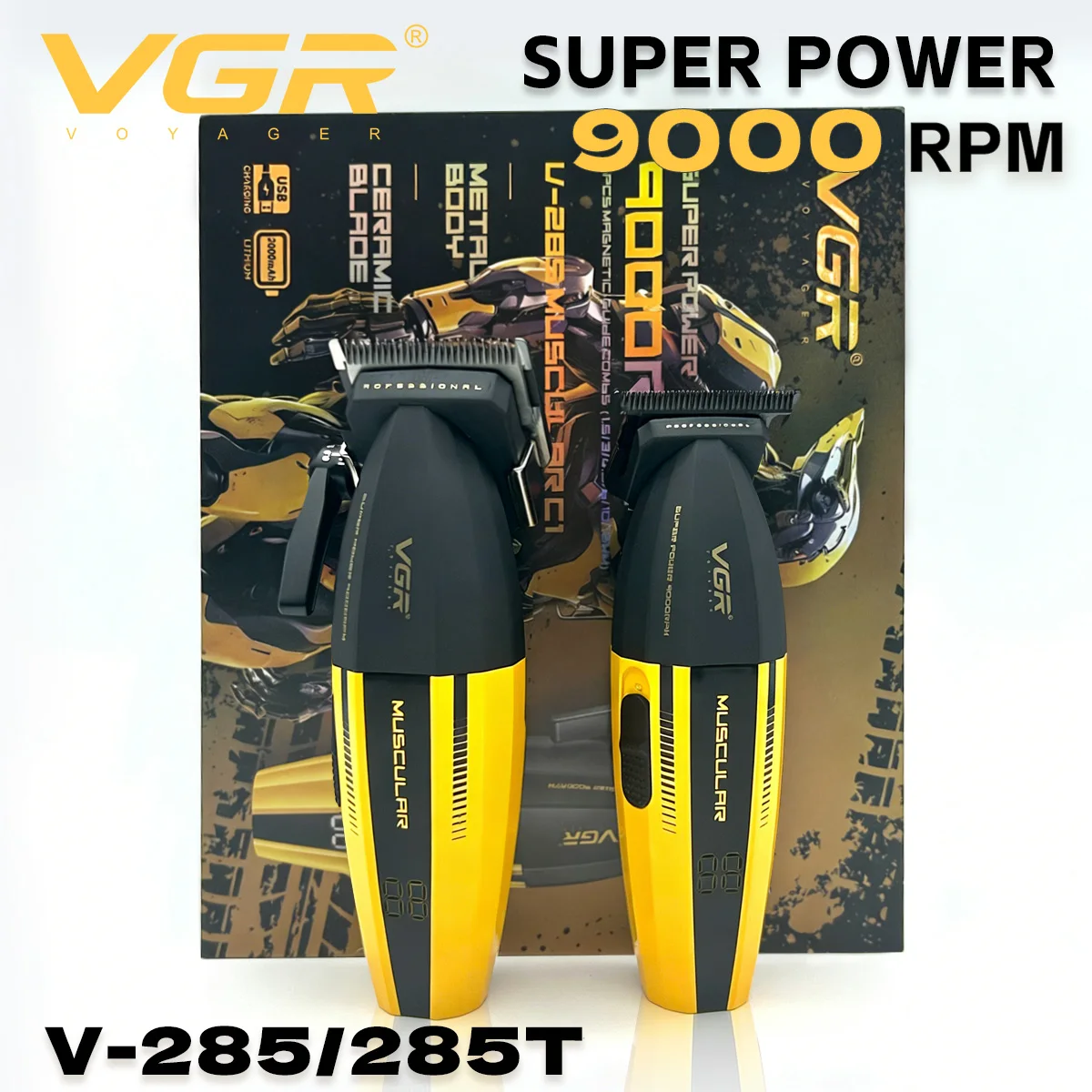VGR Hair Trimmer Professional Hair Clippers Electric Trimmer Adjustable Hair Cut Machine Metal Clippers and Trimmers Set V-285