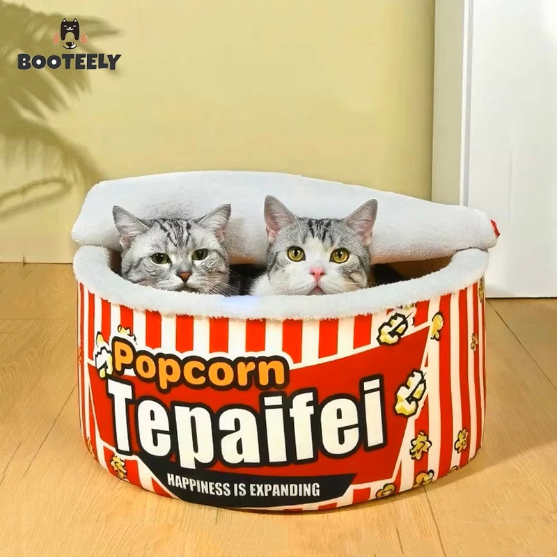 Neues Katzennest, geschlossenes Gefühl für Sicherheit, Winter, warmes Popcorn, Schlafnest, Winterkatze, schlafendes Haustier, Hundezubehör