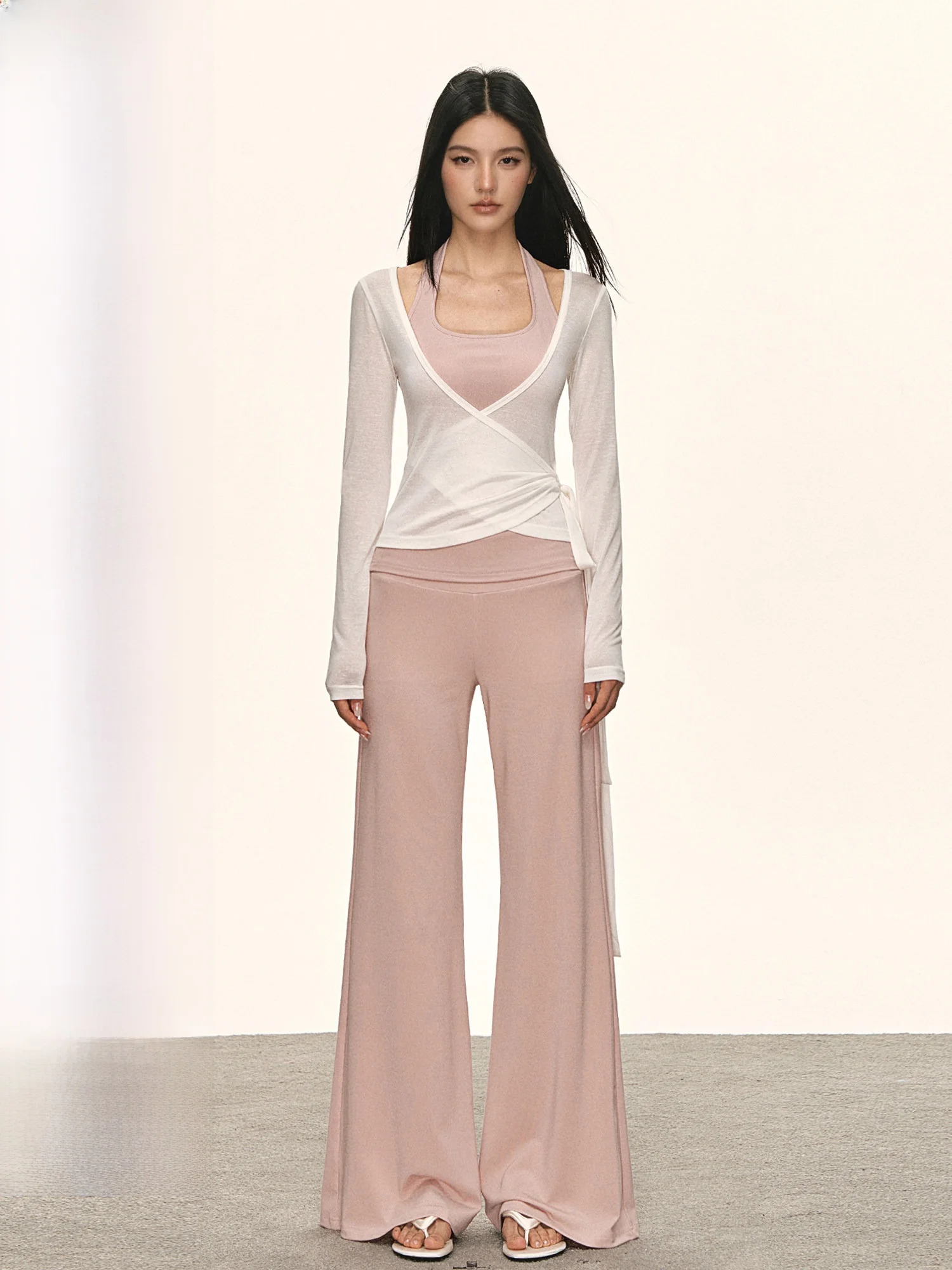 

Женские повседневные брюки с низкой талией, широкими штанинами, свободного кроя, летние, тонкие, прямые, длинные, драпированные, слегка расклешенные