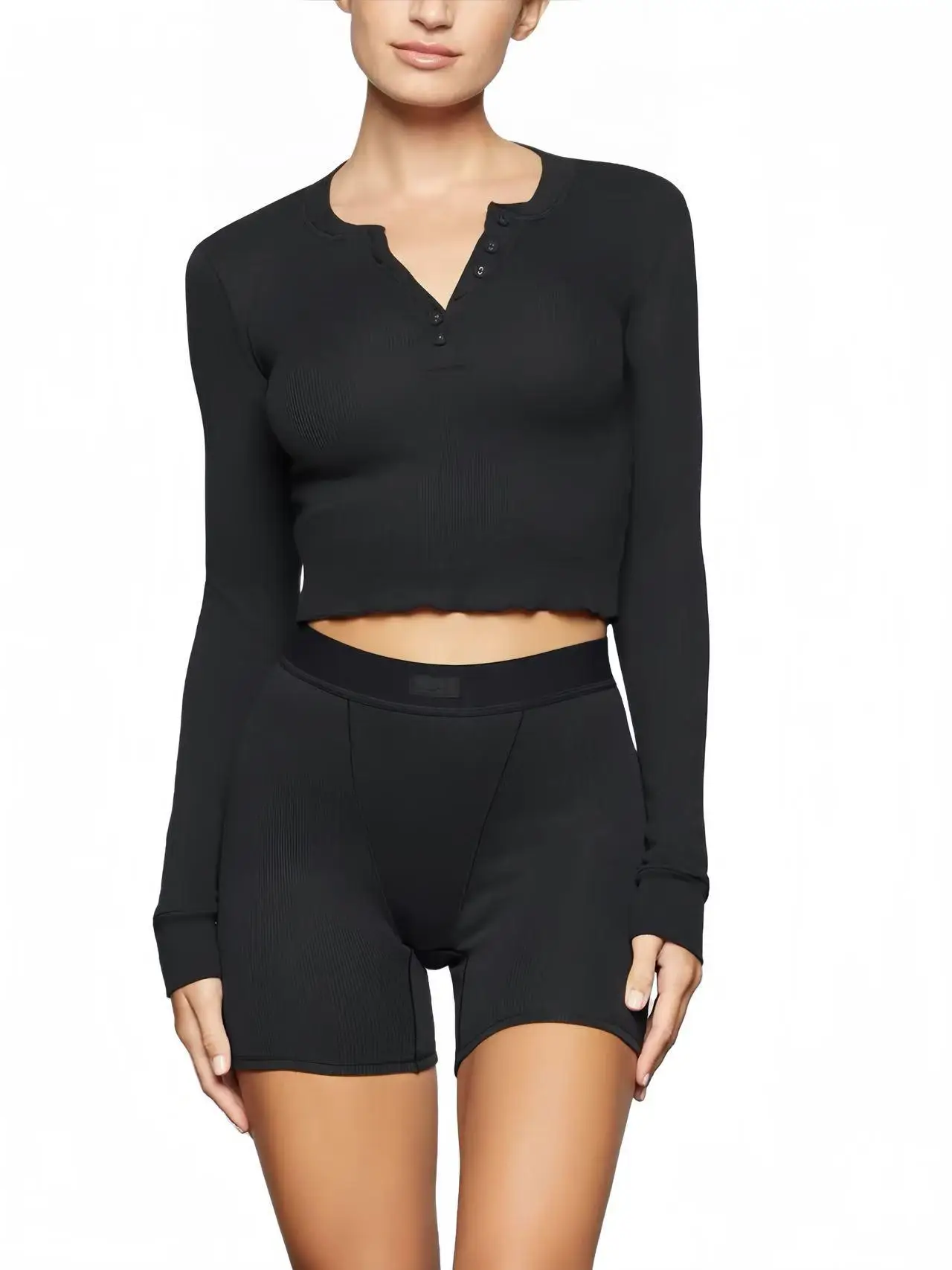 

Американская футболка Kardaian Long Sve, женская осенне-зимняя весенняя однотонная тонкая сексуальная футболка, внутренняя одежда Base irt