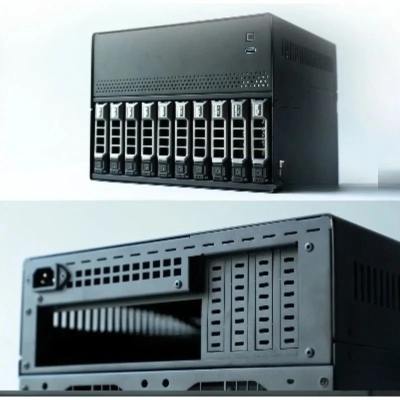 N10 NAS Chassis 10 + 2 Disk Position MAITX Main Board Black Group, Flying Bull PCI-E 1U Power Supply