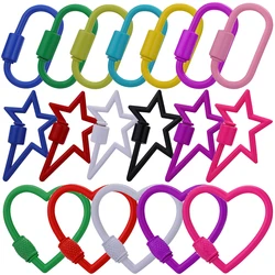 Juya 2Pcs/Lot Wholesale Handmade Resin Enamel Oval Star Love Heart Pendant Carabiner Screw Lock Clasps Accessories Supplies