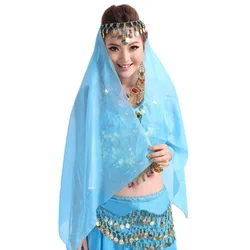 Belly Dance Headwear Women's Chiffon Coin Headband Scarf Headpiece Dance Costume Belly Dance Wrap Scarf