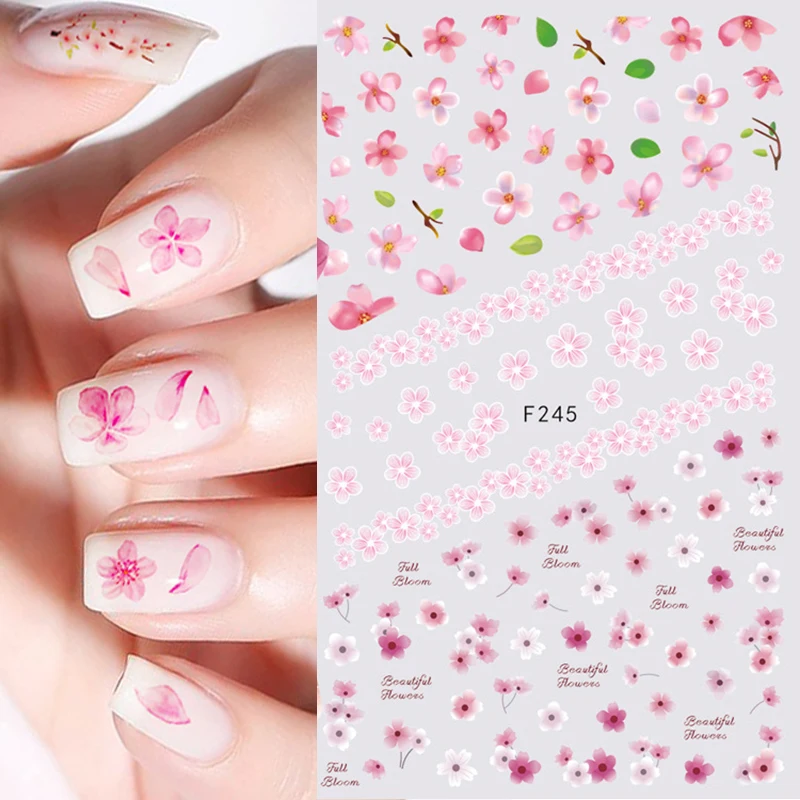 1PCS Sakura Nail Stickers Dandelion Nail Art Decoration Nail Decals Tulip Self-adhesive Flowers Stickers Press On Nails Stickers