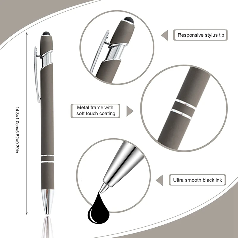 16 ชิ้นปากกาลูกลื่นพร้อมปลายสไตลัส,ยาง Soft Contact ปากกาลูกลื่นหมึกสีดําปากกาโลหะสําหรับแท็บเล็ต
