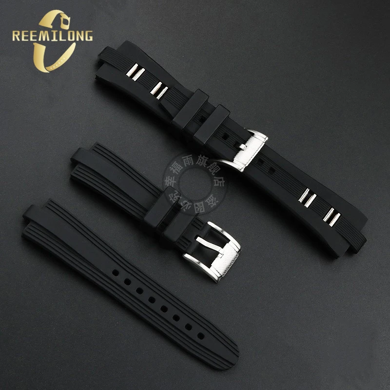 Silicone rubber watch strap High-quality 22*7mm 22*8mm 26*9mm Convex joint black men\'s watchband Watch chain For Diagono