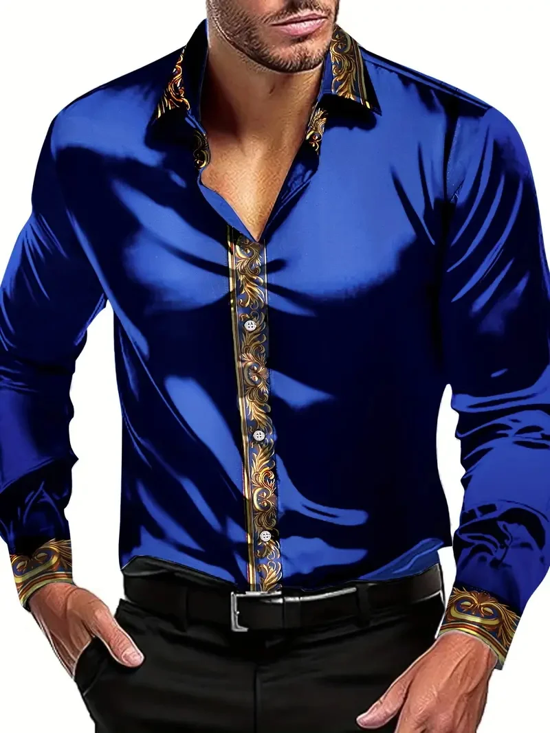 Basic Solid Color Bright Surface Versatile Long Sleeved Single Breasted Top Designer Style Trendy Style Lapel Shirt MB12