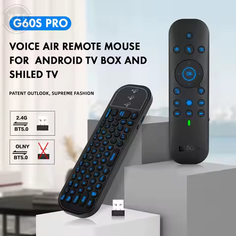 G60S Pro Bluetooth-compatib 5.0 2.4G Wireless Gyroscope Air Mouse Voice Remote Control Mini Keyboard for Android Smart TV Box PC