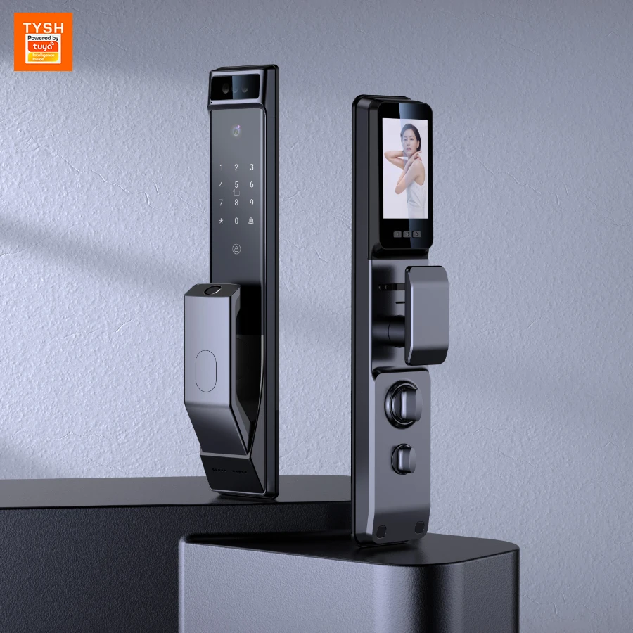 3D顔認証ロック解除機能付きデジタルドアロック、カメラ、指紋、パスワード、キーレス電子ドアロック