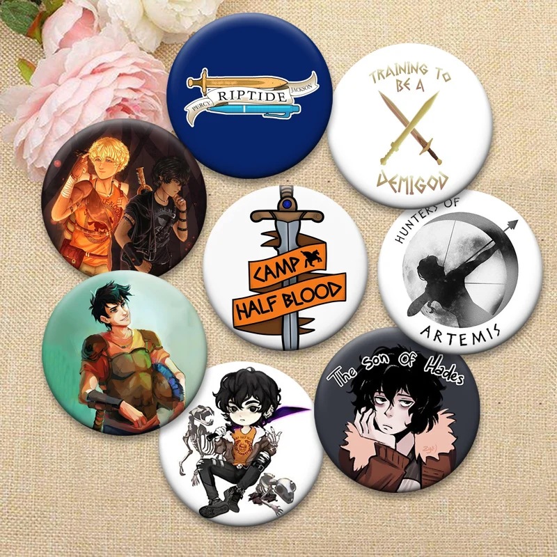 Exquisite Anime Badge Pins Solangelo Riptide Percy Jackson and The Olympians Nico Di Brooches Backpack Accessories Jewelry Gift