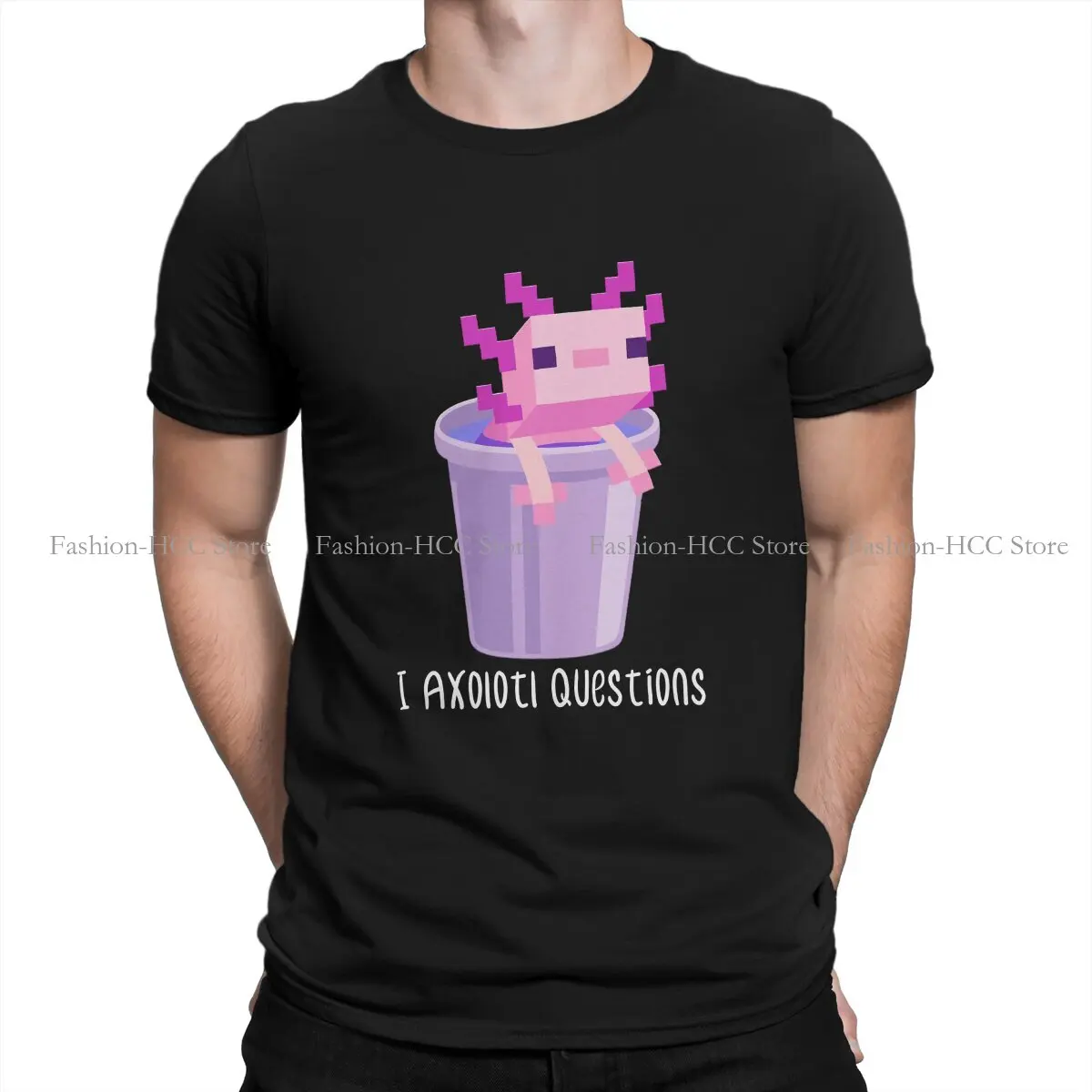 Pixel O Neck TShirt Axolotl Lover Original Polyester T Shirt Men Tops