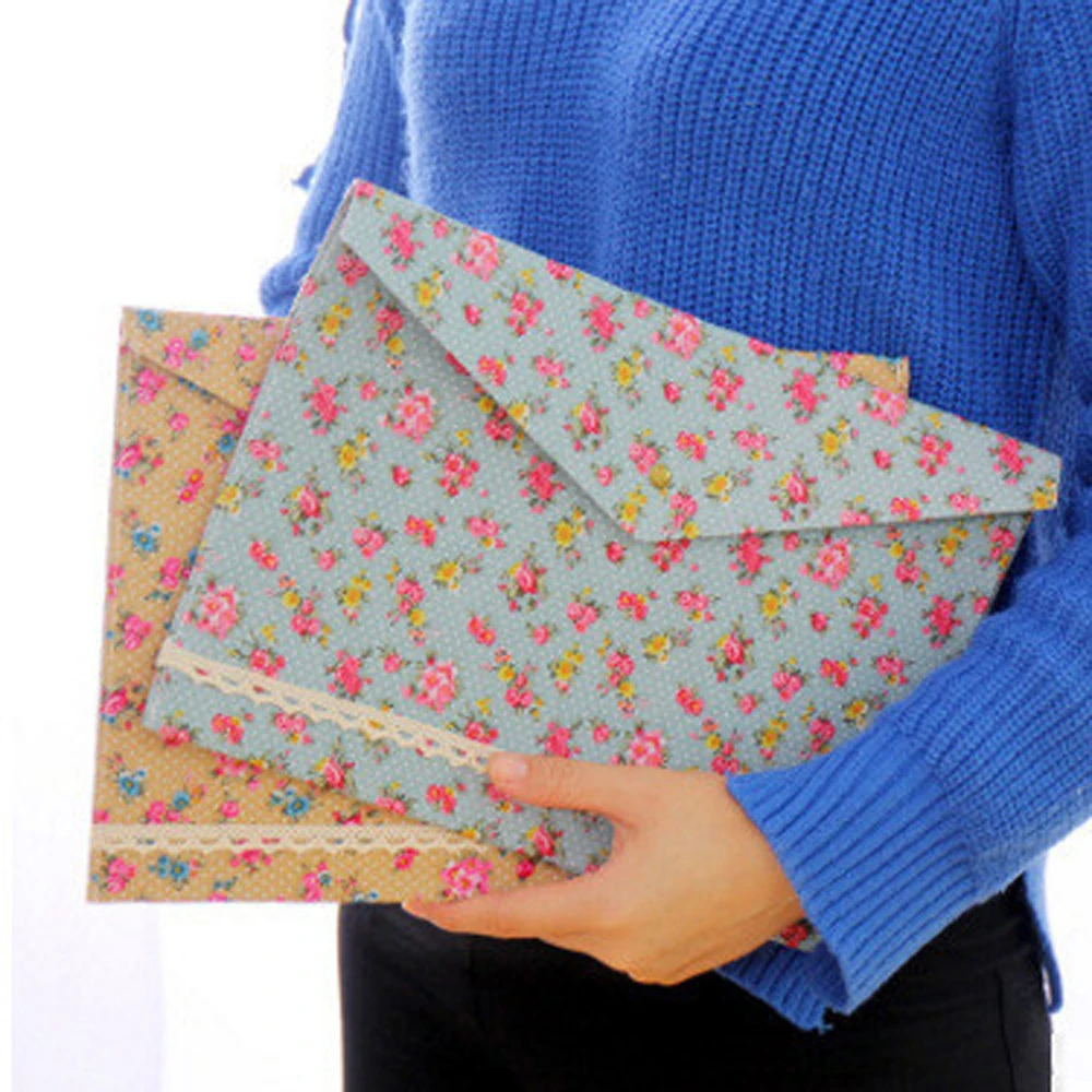 Arquivamento de Produtos Saco, Alta Qualidade, Durável, Vintage, Documentos A4, Folder Flower Files, Felt Filing Bag