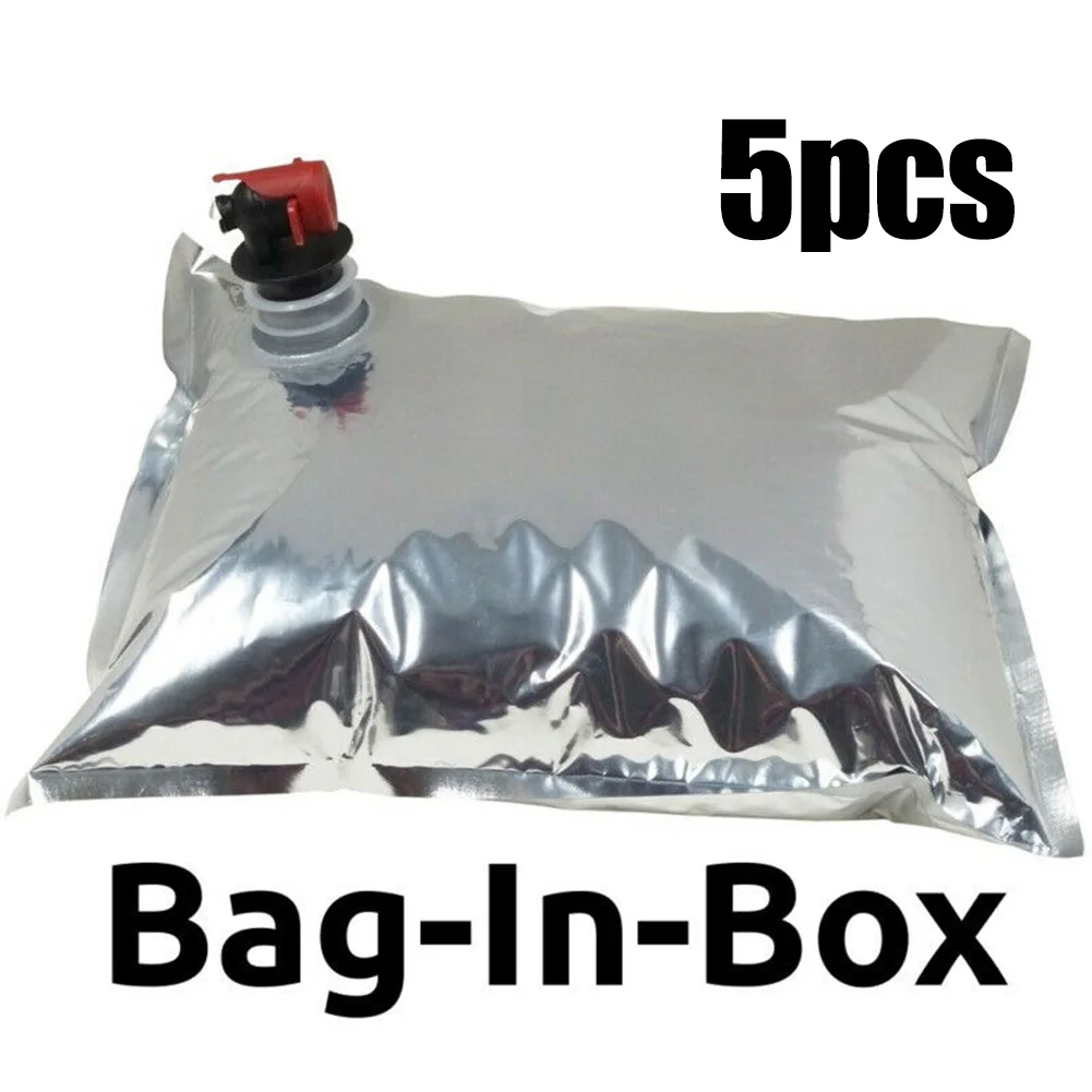 5 Pcs Wine Box Bag With Butterfly Tap Aluminum Foil For Bag In Box Drinks Container Wine Dispenser 5 Litre Bag Bar Accessories