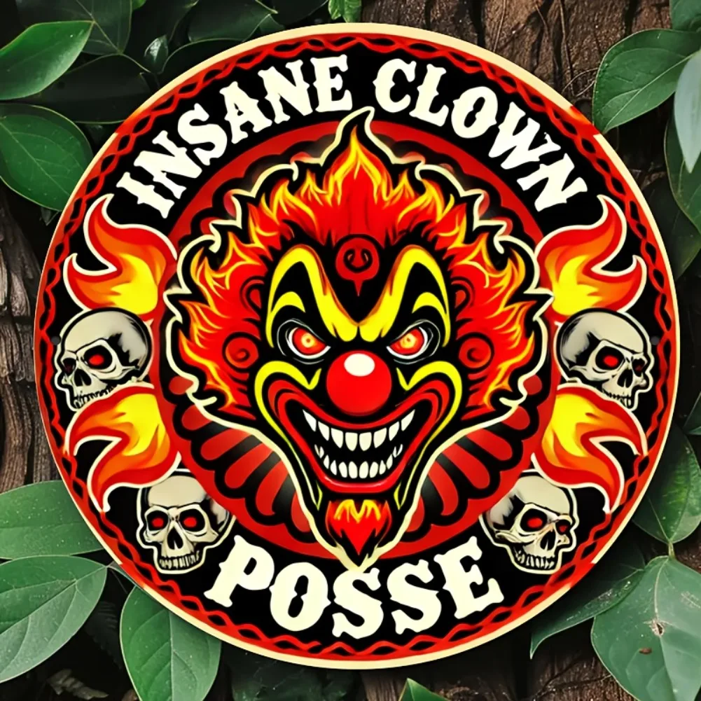 قطعة واحدة من لافتة الألومنيوم المعدنية "Insane Clown Posse"، مقاس 8 × 8 بوصة، سهلة التعليق، فن جداري متين للاستخدام الداخلي والخارجي، المنزل، البار