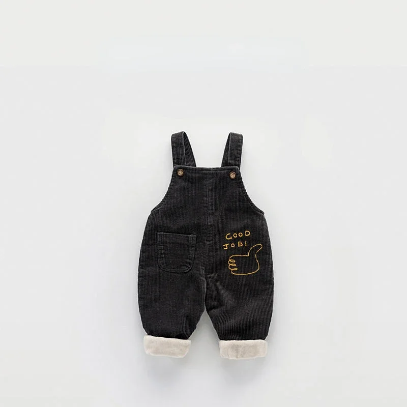 Autumn Winter Boy Clothes Girls Cute Sleeveless Corduroy Overalls Warm Fleece Cotton Button Romper Kids Casual Strap Bodysuit