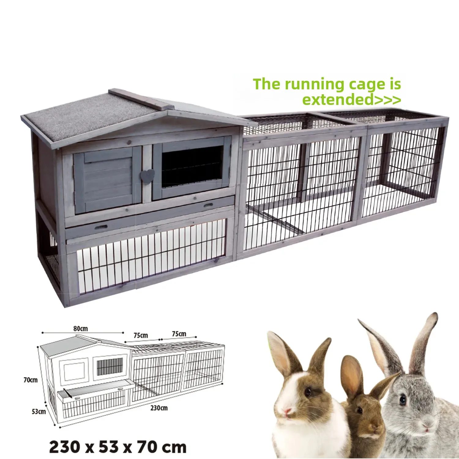 Rabbit Cage Large Size Rabbit Hutch House Breeding Cage Home Tent Villa Rainproof Antiseptic Yard Balcony Double Garden