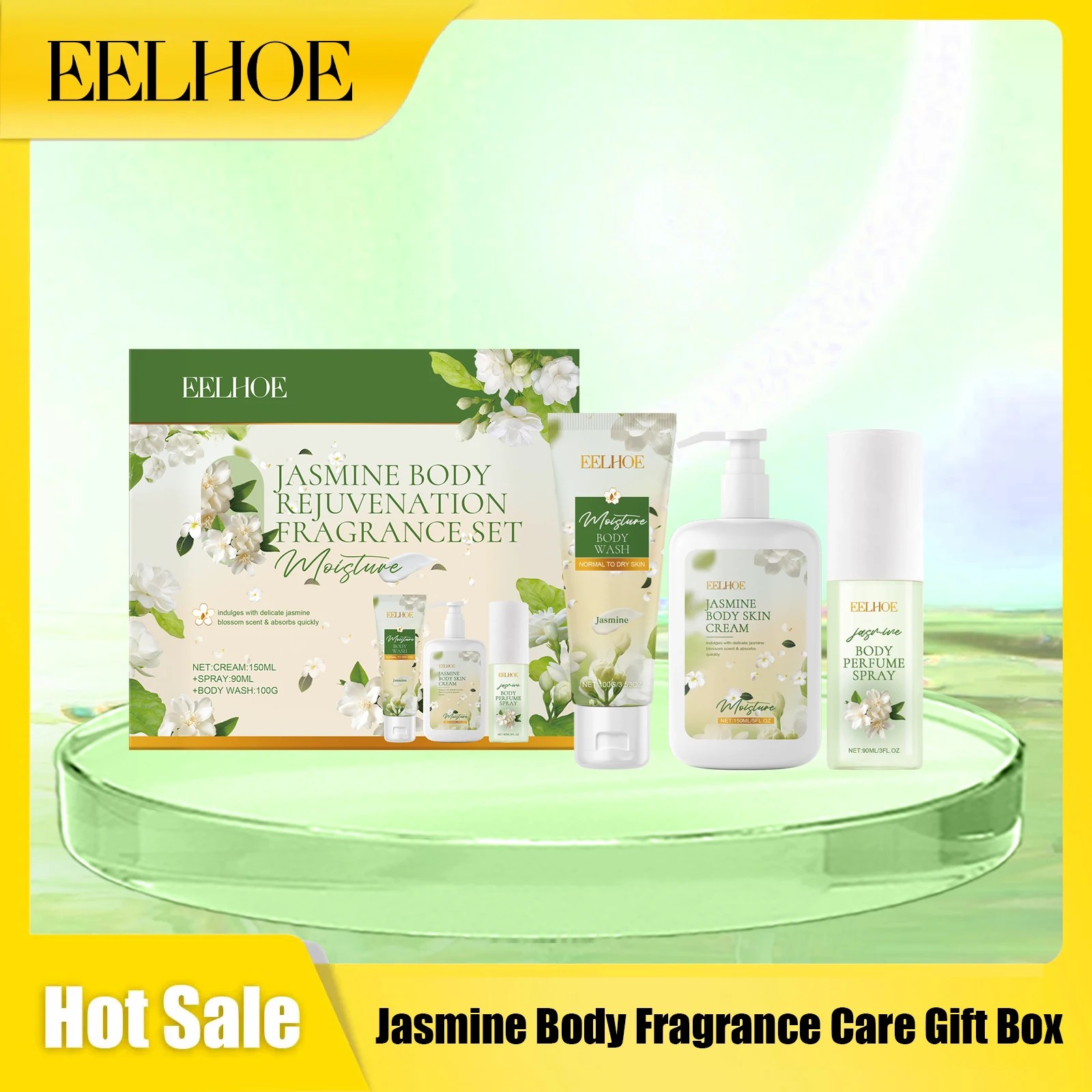

Eelhoe Jasmine Body Fragrance Care Gift Box Keep Freshing Smooth Enhance Self Confidence Woman Valentine Day Skin Nourishing Set