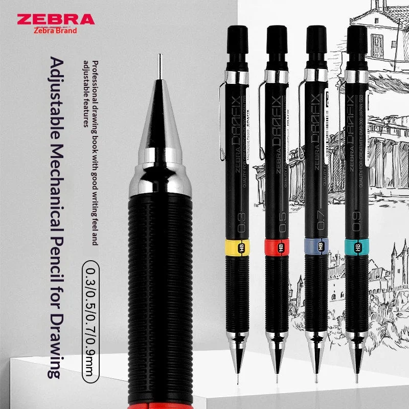 Zebra DM5-300 Mechanical Pencil 0.3/0.5/0.7/0.9mm,Comfortable Grip Professional Shock Absorption System For Drawing/Sketching