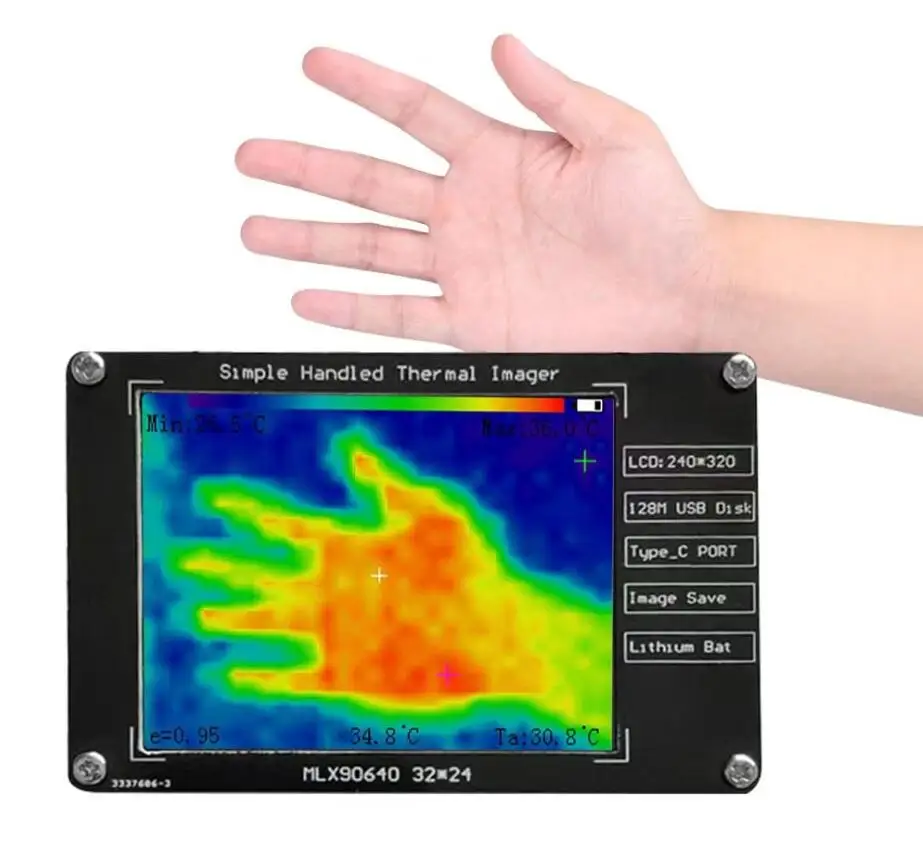 

MLX90640 Infrared Thermal Imager 2.8-inch LCD Industrial Thermal Imager Temperature Detection Handheld Thermal camera