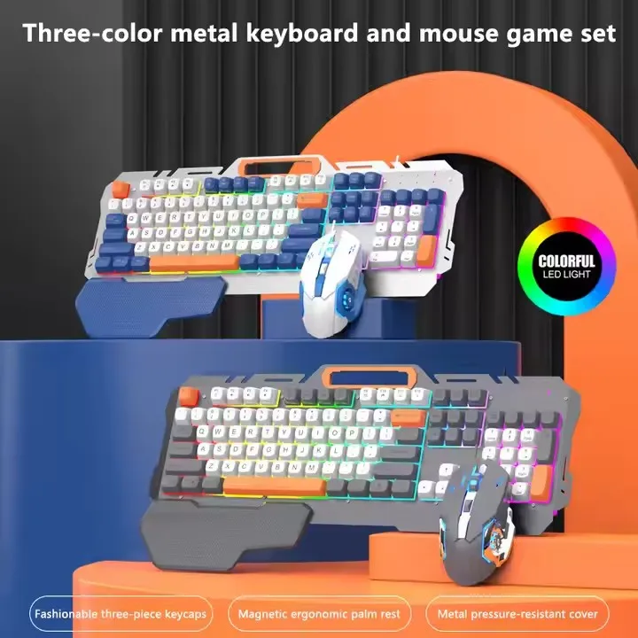 Set Keyboard dan Mouse Nuansa Mekanis Notebook Gaming Berkabel Komputer Desktop Gaming Kantor Logam Keyboard Keyboard Terbaik