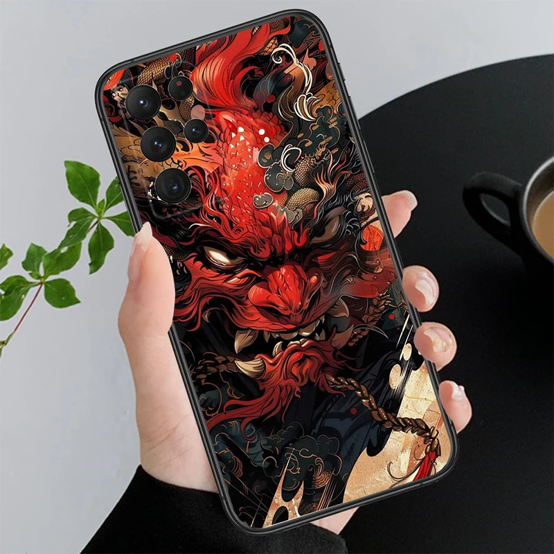 اليابانية أوني قناع الشيطان الفن قضية الهاتف لسامسونج A55 A16 A56 A36 A35 A15 A53 A54 A33 A34 A25 A05S A52 A52S A14 A24 A26 A71