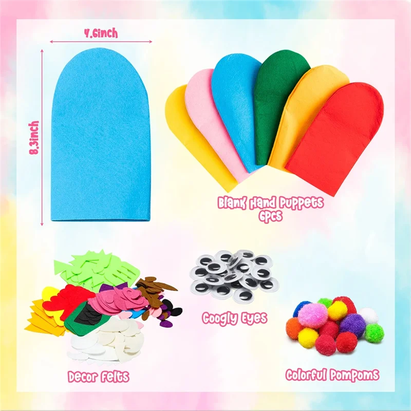 ABUM-Handpop Making Kit Maken van handwerkvilt voor kinderen Maak je eigen sokpop