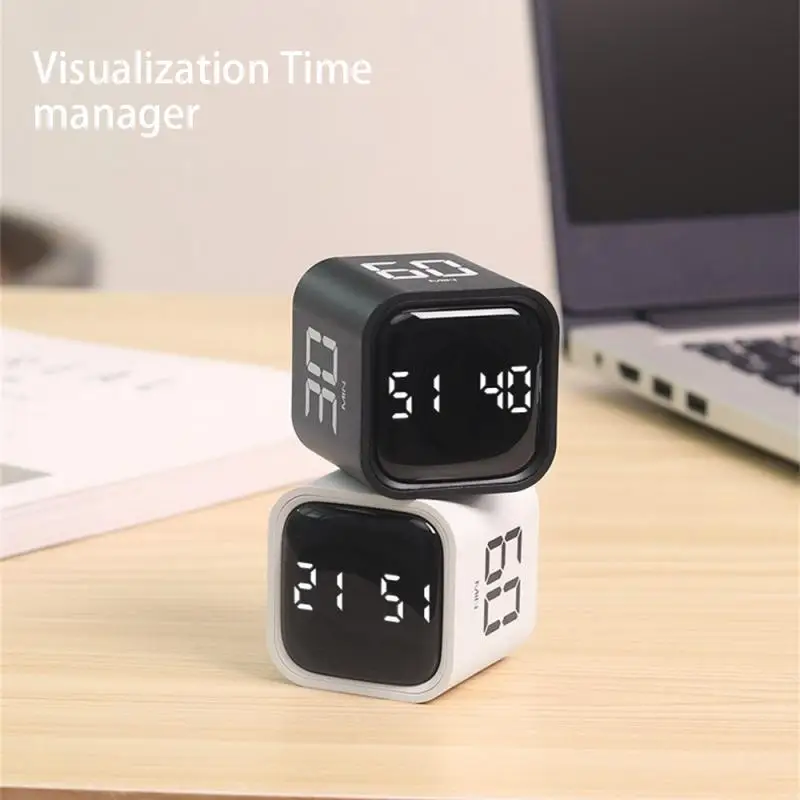 1PC LED Display Digital Timer Mini Cube Home Timer Gravity Sensor Flipping 4 Modes Countdown for Cooking Study Sports