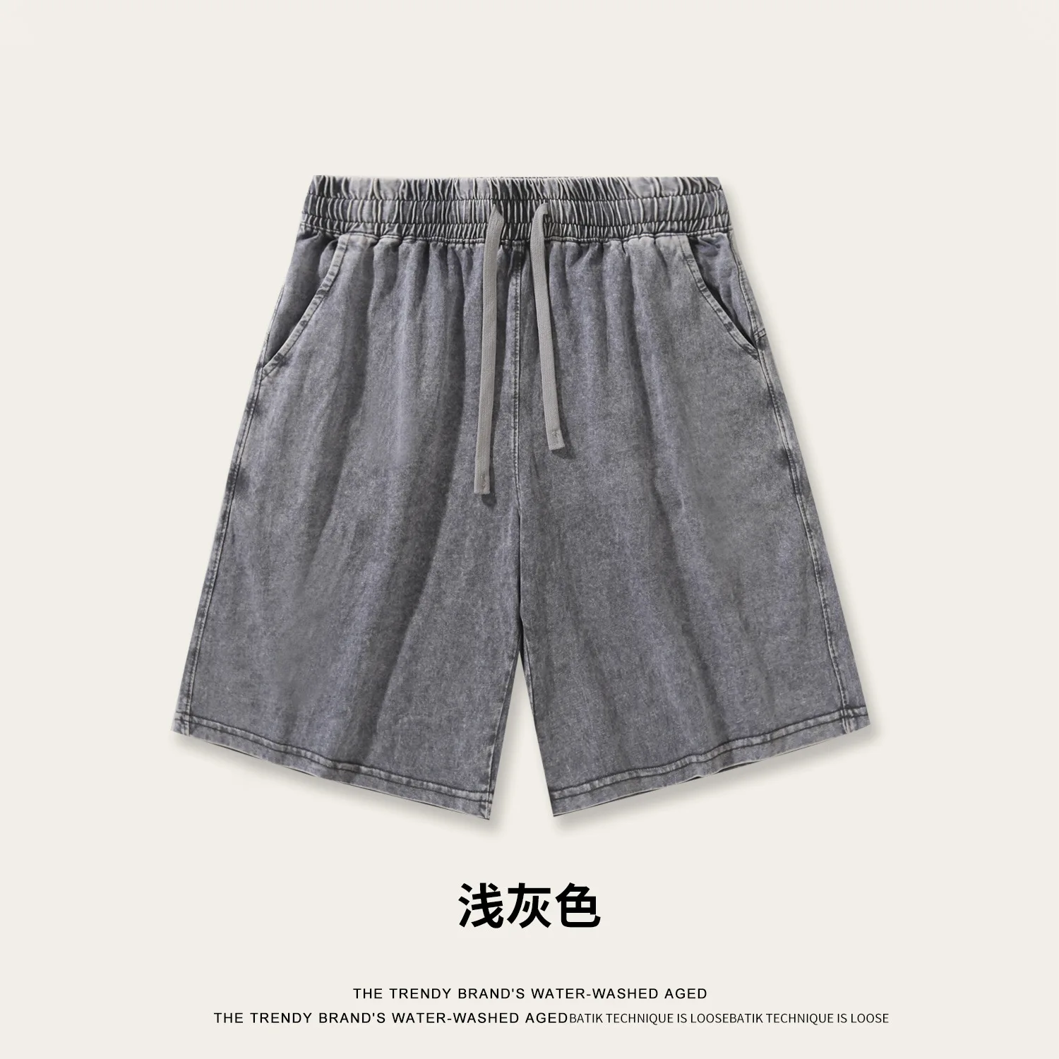 240G Heavy Washed Old Shorts Men's Summer Pure Cotton Batik Double Yarn Loose American Retro Shorts