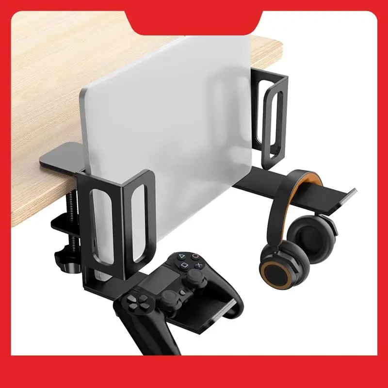 Vertical Laptop Stand, No Drill Desk Side Laptop Stand Organizer Adjustable Laptop Holder Desk Clamp On