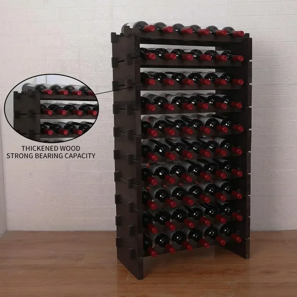 Wine Rack Solid Wood Stackable Storage Wooden Wine Rack Wine Cabinet (60 Bottles)|