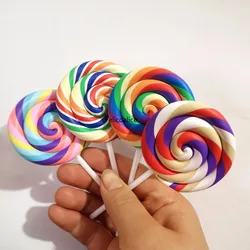 1/2PCS Big Simulate Clay Lolipop Cute Plasticine Candy Flat Back for Kids DIY Phone Decoration Desk Decoration  Fairy Garden