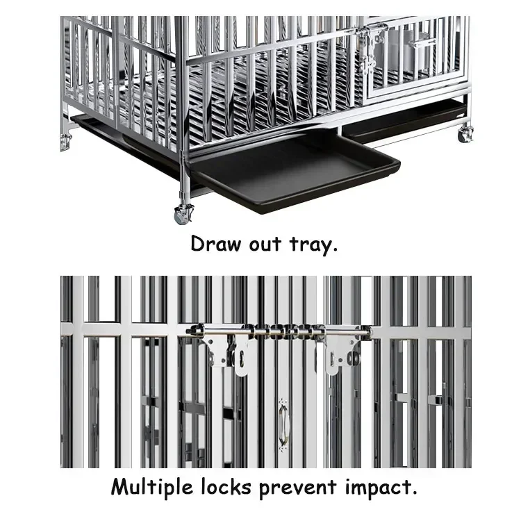 Heavy Duty Dog Cage Strong Metal Kennel and Crate for Medium and Large Dogs Pet Playpen with Four Wheels Easy to Install