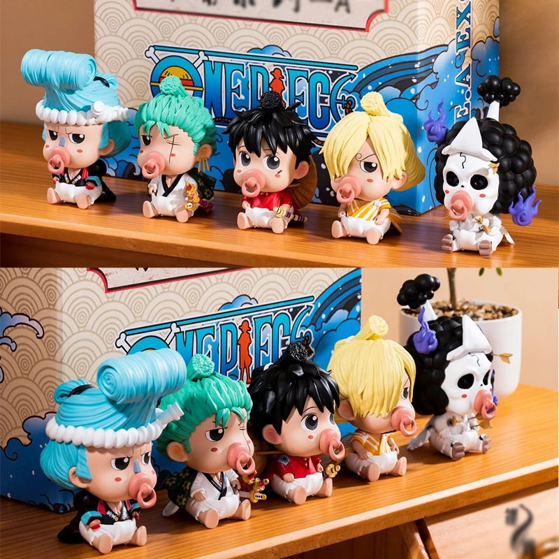 

Cartoon Brook One Piece Cute Figures Nipple Luffy Sanji Zoro Franky Figure Wano Country Model Toys Pvc Car Ornament Anime Gift