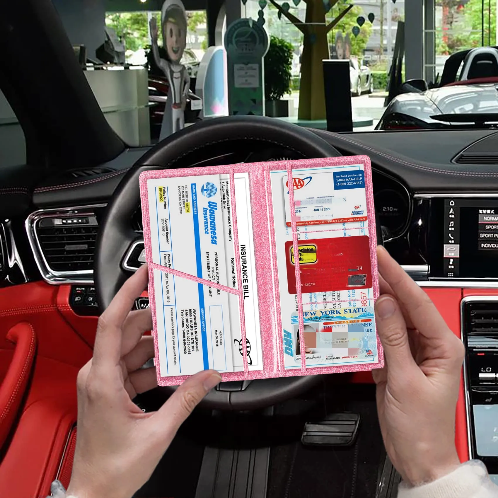 Fahrzeugschein- und Versicherungskartenhalter, Handschuhfach-Organizer für Fahrzeugdokumente – Detail 5